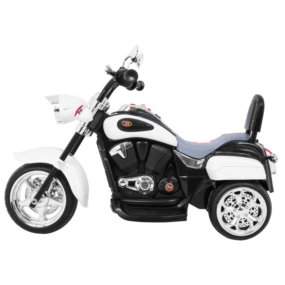 Elektrinis motociklas NightBike Chopperis, White-Elektromobiliai vaikams, Motociklai-e-vaikas