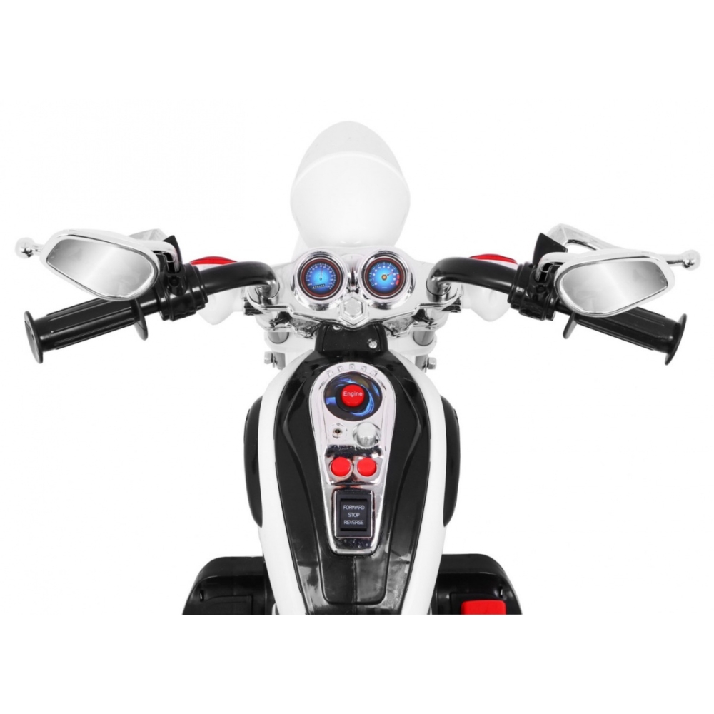 Elektrinis motociklas NightBike Chopperis, White-Elektromobiliai vaikams, Motociklai-e-vaikas