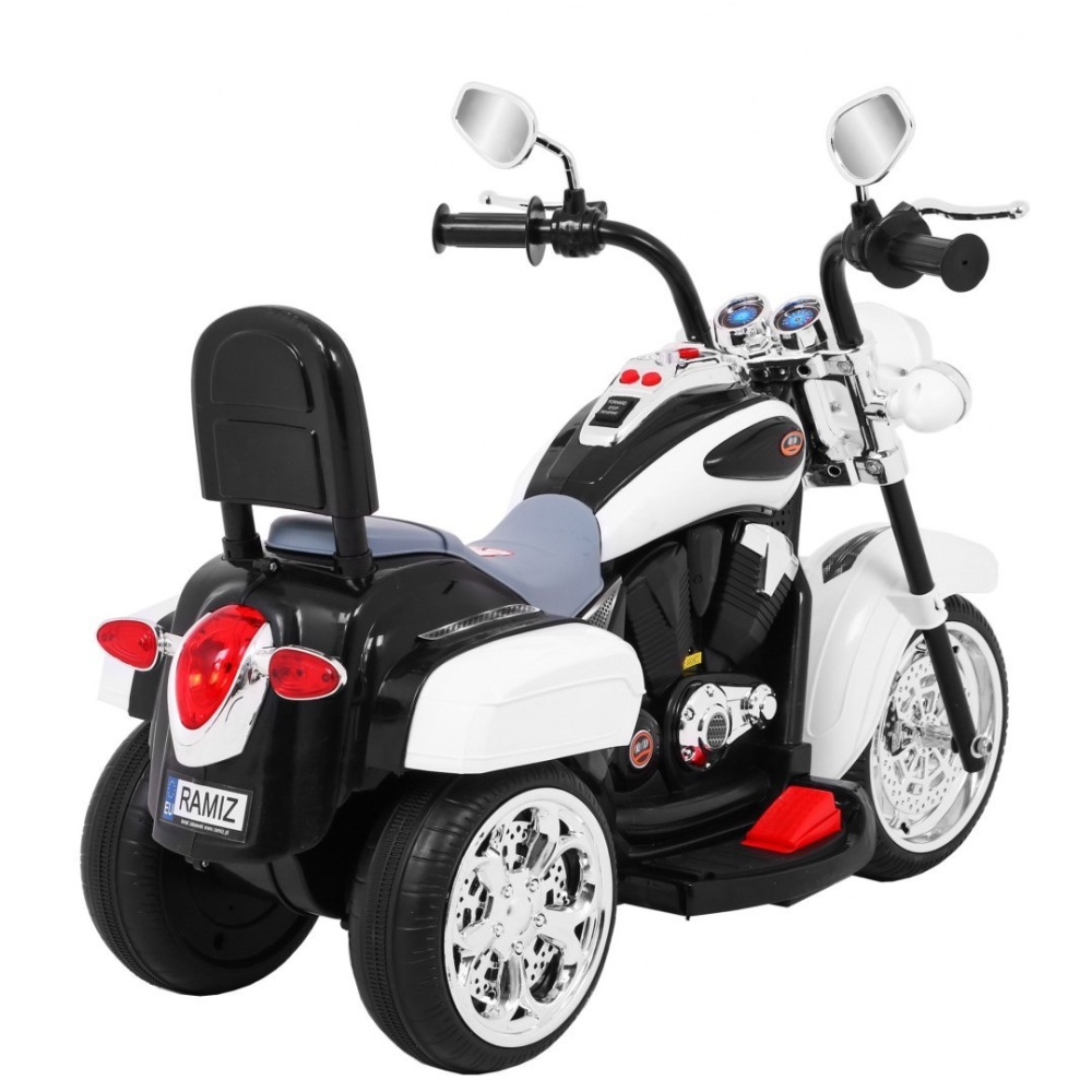 Elektrinis motociklas NightBike Chopperis, White-Elektromobiliai vaikams, Motociklai-e-vaikas