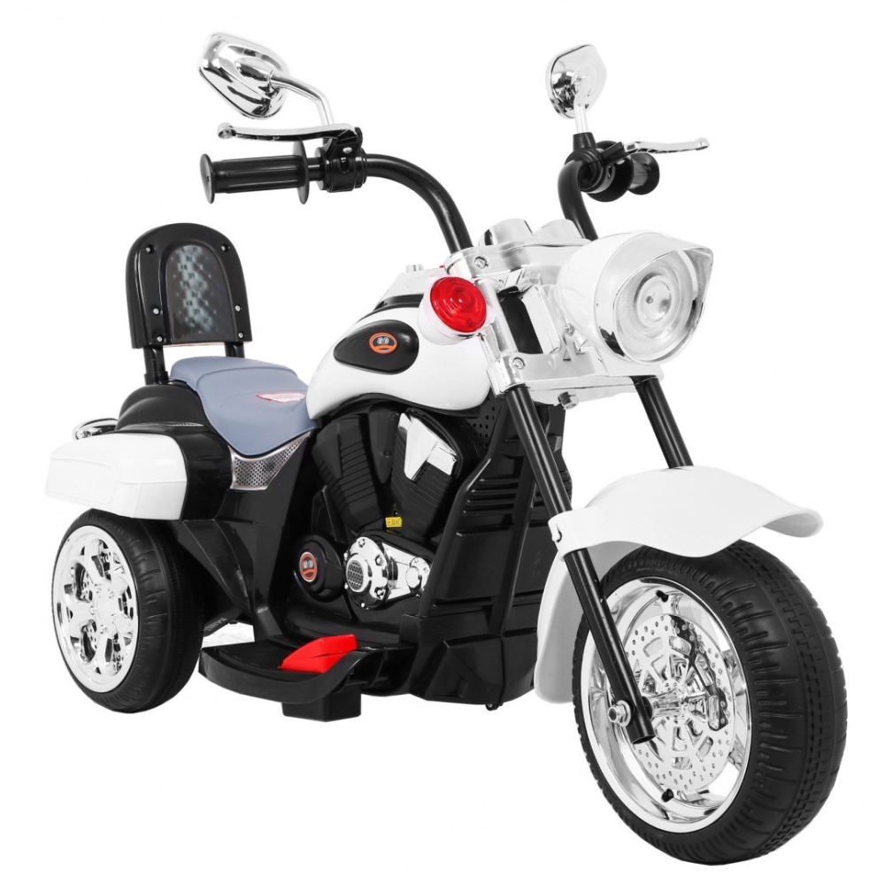 Elektrinis motociklas NightBike Chopperis, White-Elektromobiliai vaikams, Motociklai-e-vaikas