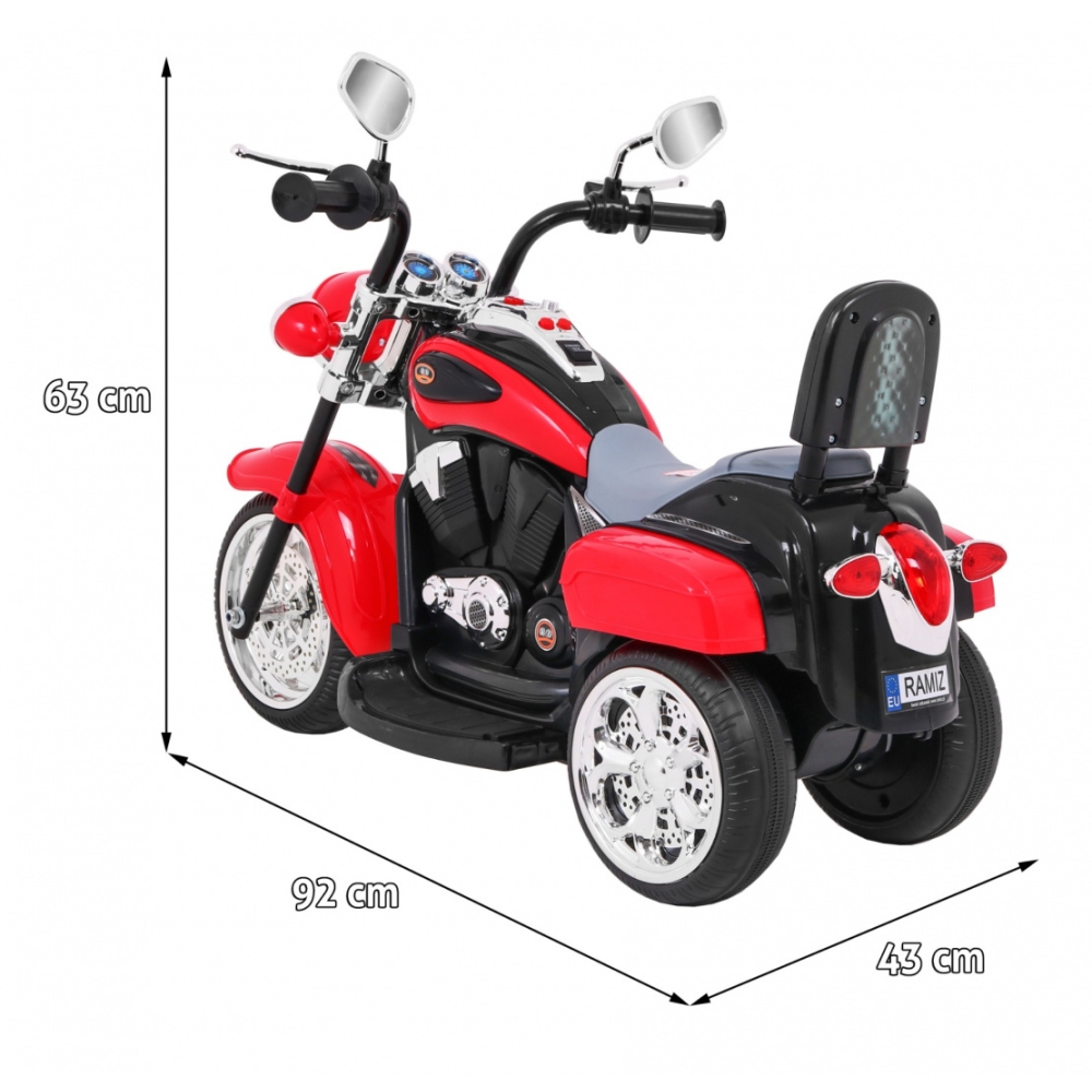 Elektrinis motociklas NightBike Chopperis, Red-Elektromobiliai vaikams, Motociklai-e-vaikas
