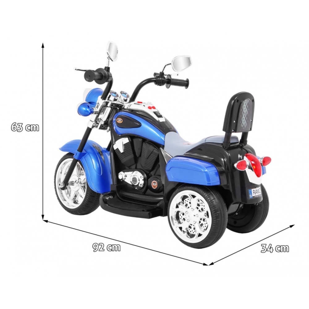 Elektrinis motociklas NightBike Chopperis, Blue-Elektromobiliai vaikams, Motociklai-e-vaikas