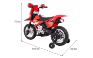 Motorek Cross dla dzieci Pojazd na akumulator Czerwony + Pomocnicze kółka + Dźwięki LED