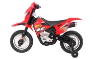 Motorek Cross dla dzieci Pojazd na akumulator Czerwony + Pomocnicze kółka + Dźwięki LED