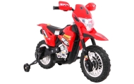 Motorek Cross dla dzieci Pojazd na akumulator Czerwony + Pomocnicze kółka + Dźwięki LED