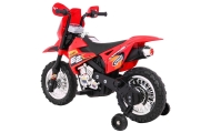 Motorek Cross dla dzieci Pojazd na akumulator Czerwony + Pomocnicze kółka + Dźwięki LED