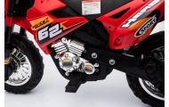 Motorek Cross dla dzieci Pojazd na akumulator Czerwony + Pomocnicze kółka + Dźwięki LED