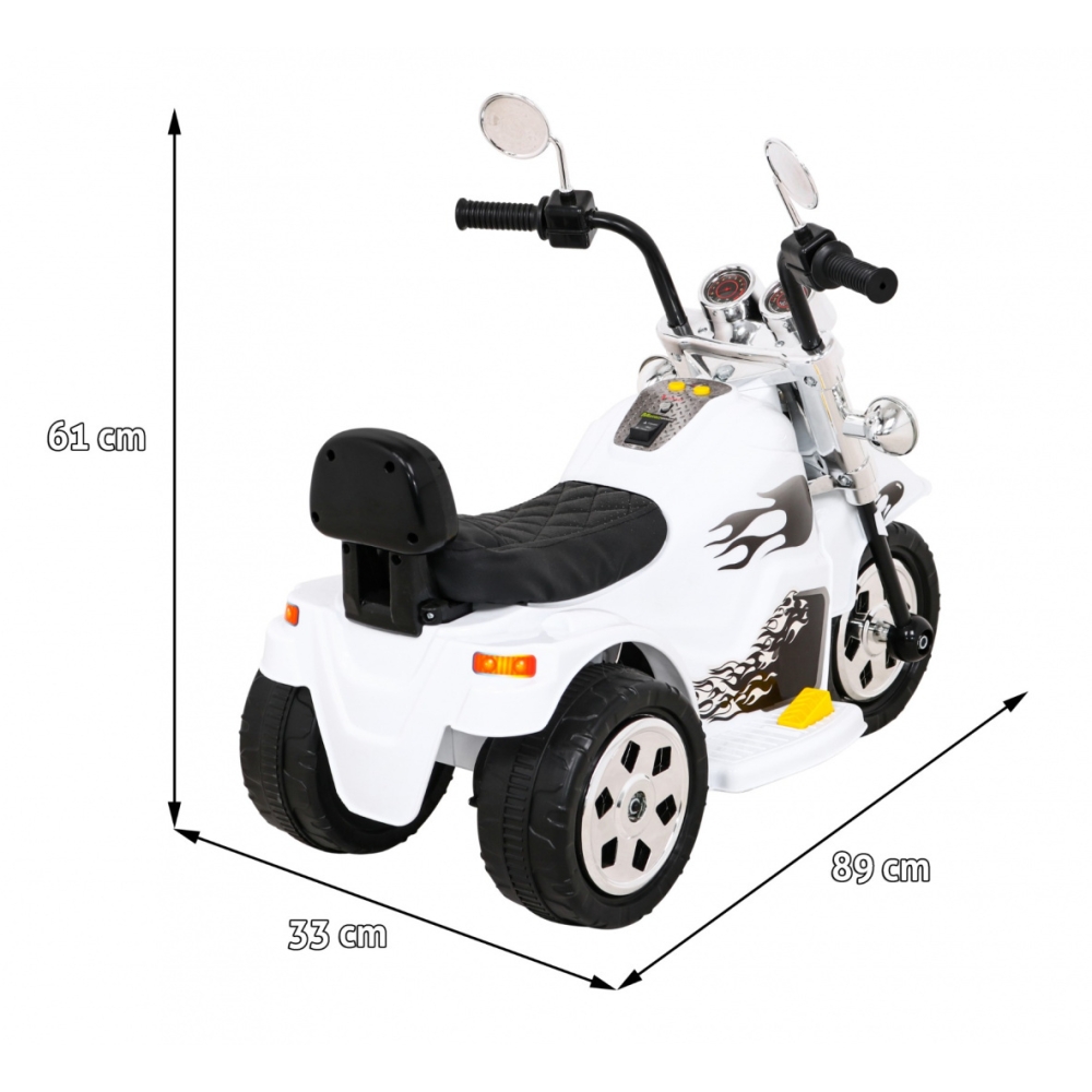Elektrinis motociklas Hot Chopper, White-Elektromobiliai vaikams, Motociklai-e-vaikas