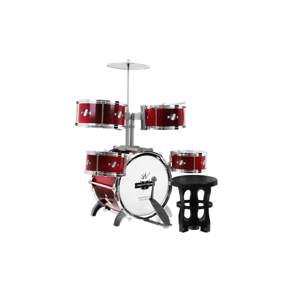 5-bębnowa Perkusja dla dzieci 5+ Instrument muzyczny Stołek + Talerz + 2 Pałeczki 9 el.