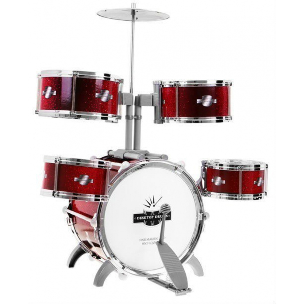 5-bębnowa Perkusja dla dzieci 5+ Instrument muzyczny Stołek + Talerz + 2 Pałeczki 9 el.