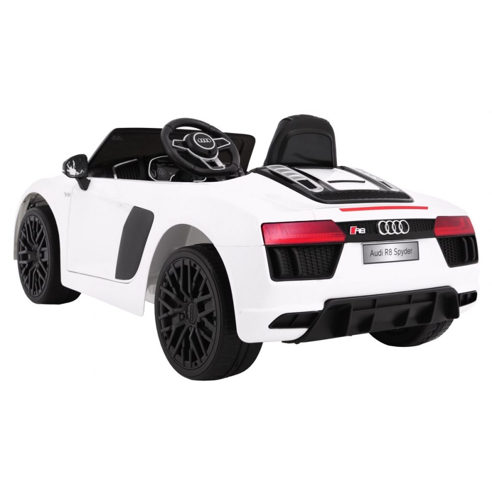 Elektromobilis Audi R8 Spyder, baltas-Elektromobiliai vaikams, Mašinos-e-vaikas