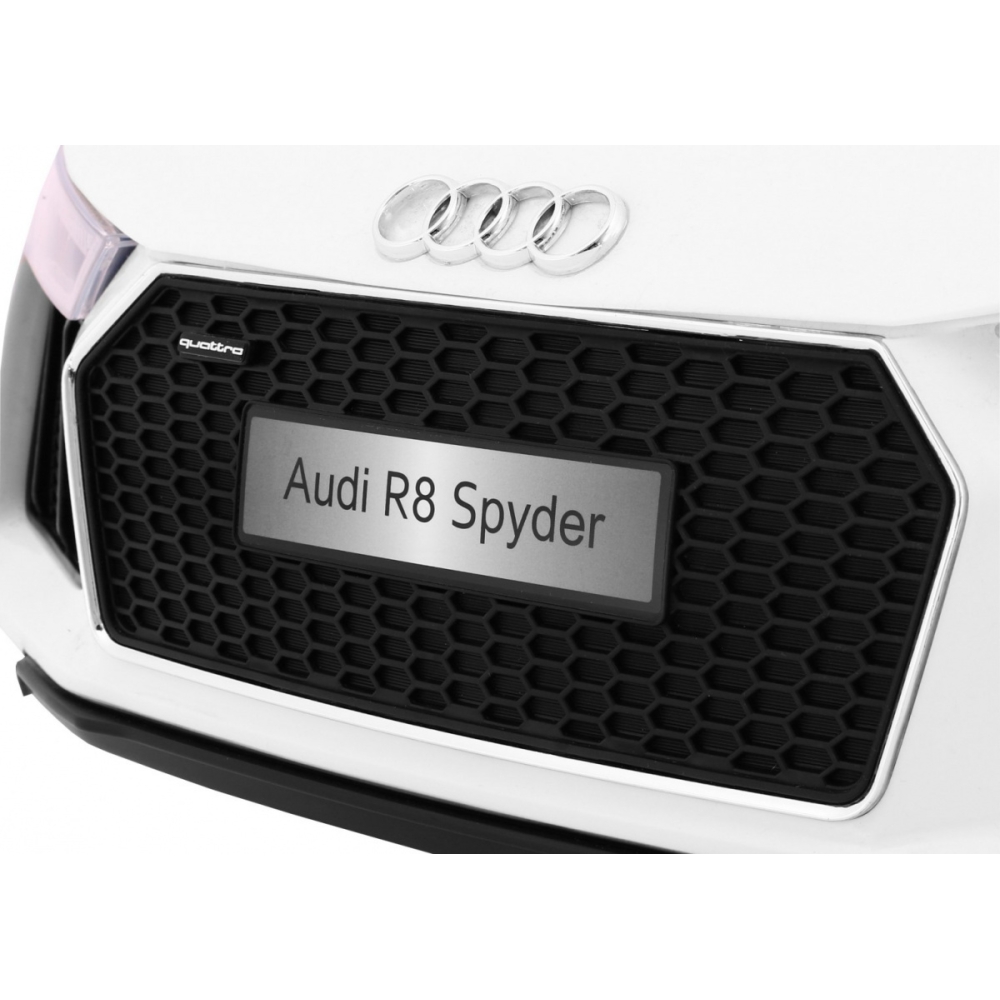 Elektromobilis Audi R8 Spyder, baltas-Elektromobiliai vaikams, Mašinos-e-vaikas