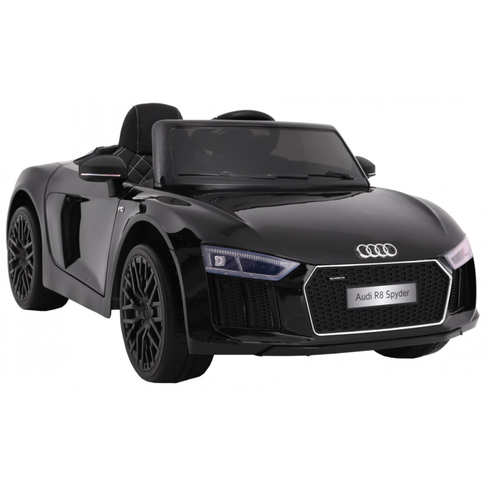 Elektromobilis Audi R8 Spyder, lakuotas juodas-Elektromobiliai vaikams, Mašinos-e-vaikas