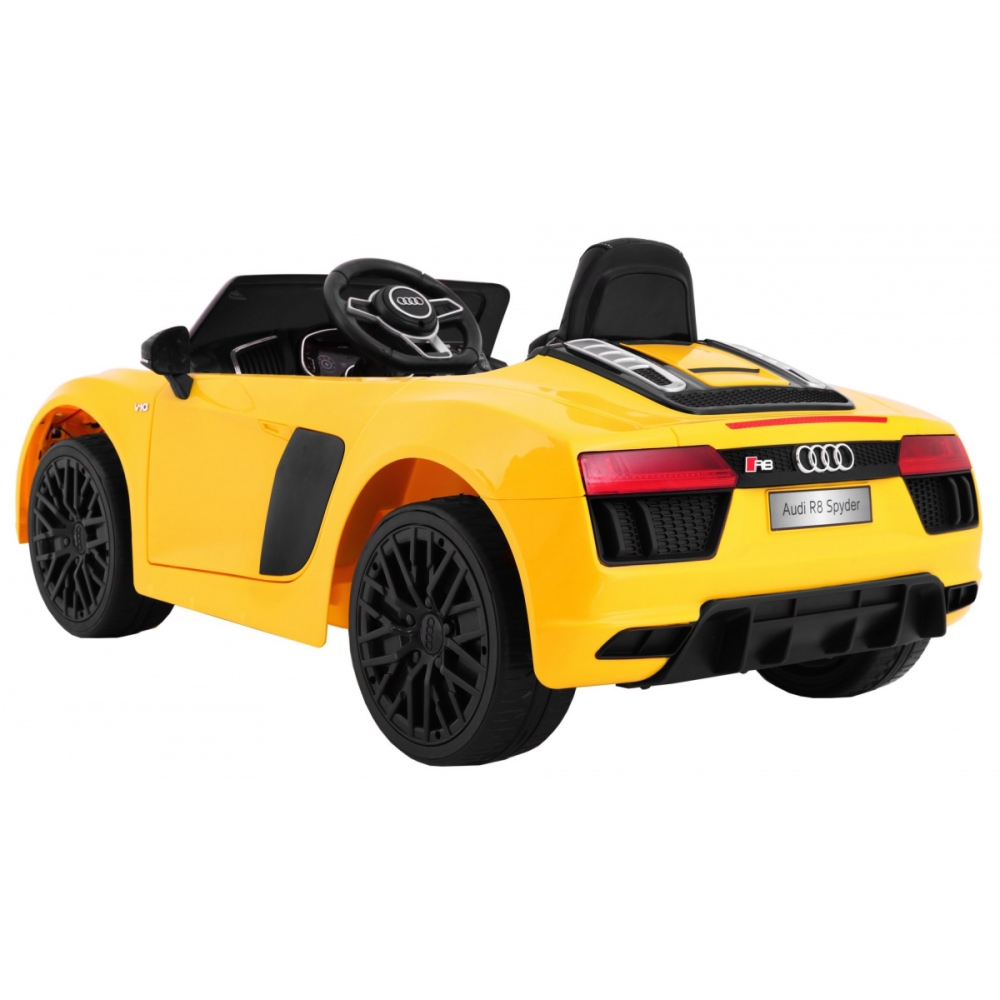 Elektromobilis Audi R8 Spyder, geltonas-Elektromobiliai vaikams, Mašinos-e-vaikas