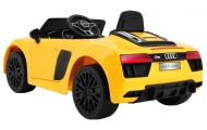 Audi R8 Spyder na akumulator Żółty + Pilot + EVA + Wolny Start + Radio MP3 + LED