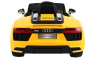 Audi R8 Spyder na akumulator Żółty + Pilot + EVA + Wolny Start + Radio MP3 + LED