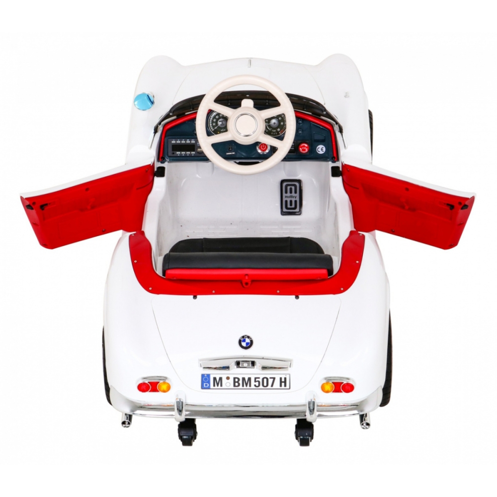 Autko BMW 507 Retro elektryczne dla dzieci Biały roadster