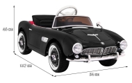 Autko BMW 507 Retro elektryczne dla dzieci Czarny Roadster