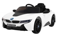 BMW I8 Lift Auto na akumulator Biały + Pilot + Wolny Start + 3-pkt pasy + MP3 USB + LED