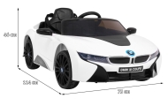 BMW I8 Lift Auto na akumulator Biały + Pilot + Wolny Start + 3-pkt pasy + MP3 USB + LED