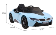 BMW I8 Lift Auto na akumulator Niebieski + Pilot + Wolny Start + 3-pkt pasy + MP3 USB + LED
