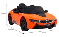 BMW I8 Lift Auto na akumulator Pomarańczowy + Pilot + Wolny Start + 3-pkt pasy + MP3 USB + LED