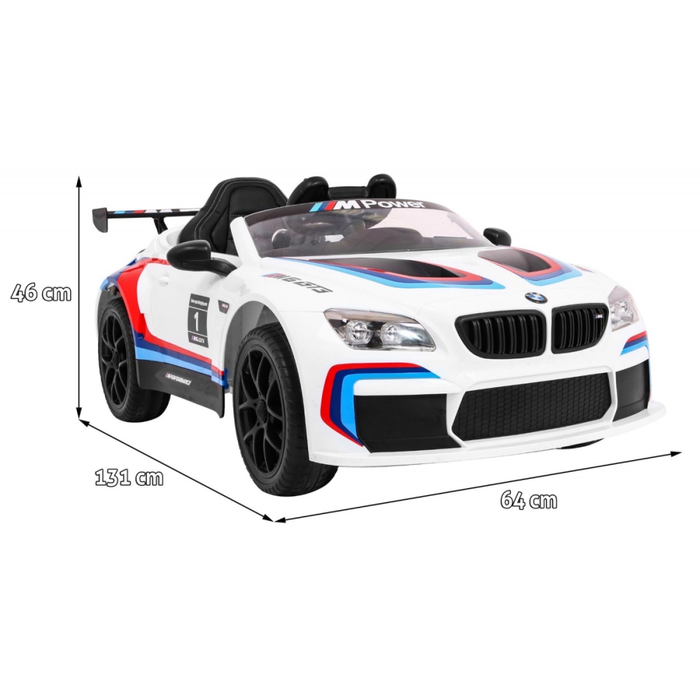 Elektromobilis BMW M6 GT3, White-Elektromobiliai vaikams, Mašinos-e-vaikas