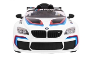 BMW M6 GT3 Auto na akumulator dla dzieci Biały + Nawiew powietrza + Dźwięki MP3 Światła + Pilot