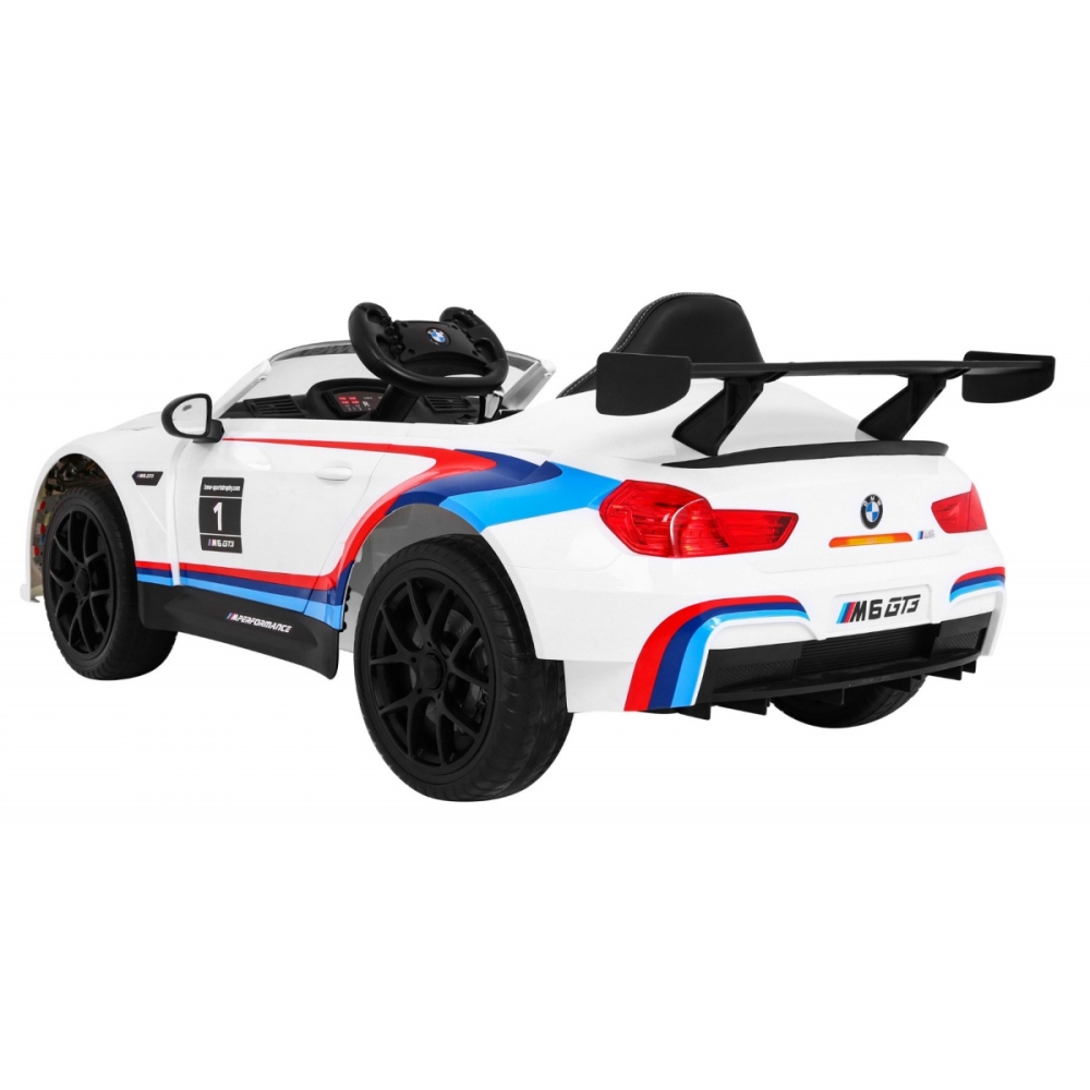 Elektromobilis BMW M6 GT3, White-Elektromobiliai vaikams, Mašinos-e-vaikas