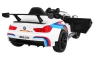 BMW M6 GT3 Auto na akumulator dla dzieci Biały + Nawiew powietrza + Dźwięki MP3 Światła + Pilot