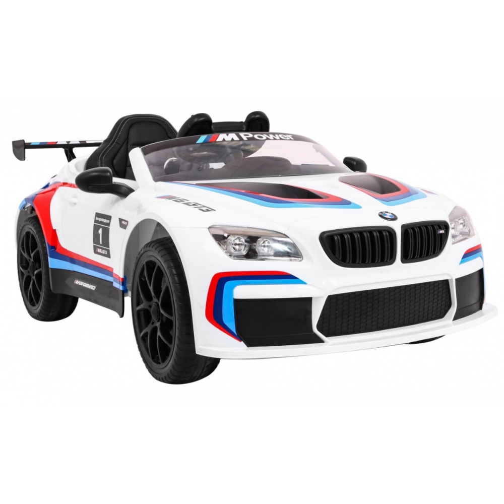 Elektromobilis BMW M6 GT3, White-Elektromobiliai vaikams, Mašinos-e-vaikas