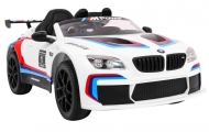 BMW M6 GT3 Auto na akumulator dla dzieci Biały + Nawiew powietrza + Dźwięki MP3 Światła + Pilot