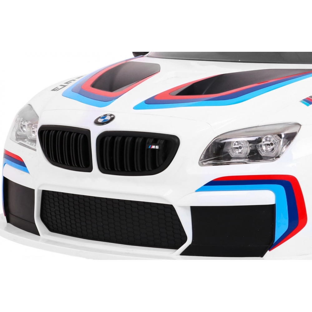 Elektromobilis BMW M6 GT3, White-Elektromobiliai vaikams, Mašinos-e-vaikas