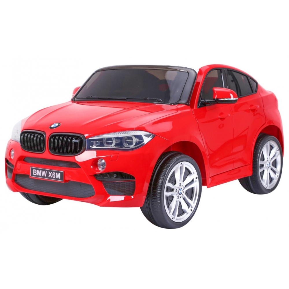 BMW X6M XXL dla 2 dzieci Czerwony + Pilot + Ekoskóra + Pasy + Wolny Start + MP3 USB + LED