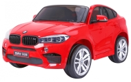 BMW X6M XXL dla 2 dzieci Czerwony + Pilot + Ekoskóra + Pasy + Wolny Start + MP3 USB + LED
