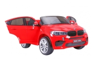 BMW X6M XXL dla 2 dzieci Czerwony + Pilot + Ekoskóra + Pasy + Wolny Start + MP3 USB + LED