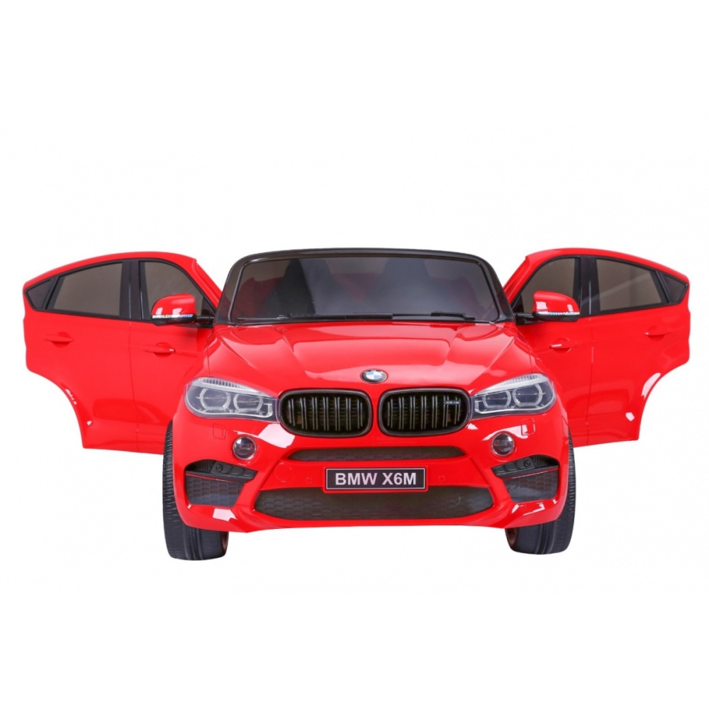 BMW X6M XXL dla 2 dzieci Czerwony + Pilot + Ekoskóra + Pasy + Wolny Start + MP3 USB + LED