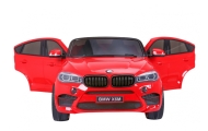 BMW X6M XXL dla 2 dzieci Czerwony + Pilot + Ekoskóra + Pasy + Wolny Start + MP3 USB + LED
