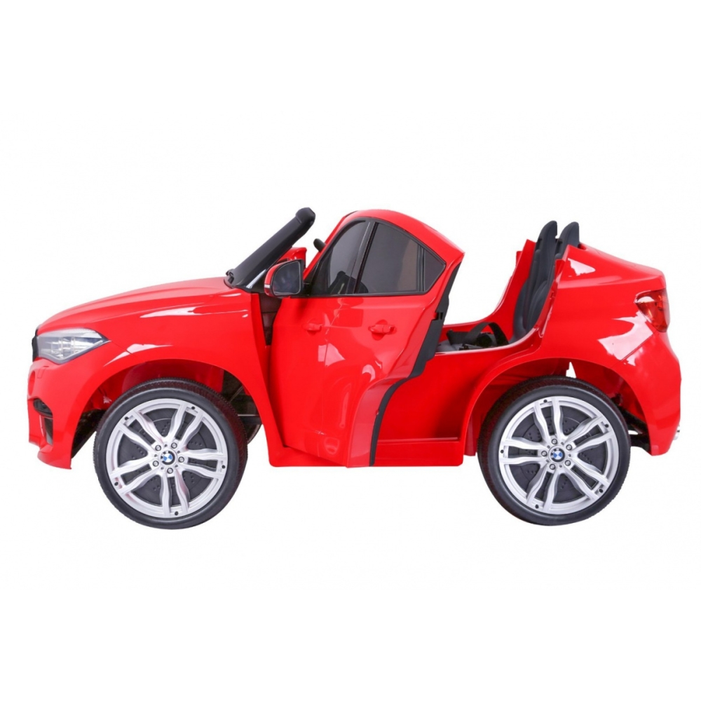 BMW X6M XXL dla 2 dzieci Czerwony + Pilot + Ekoskóra + Pasy + Wolny Start + MP3 USB + LED