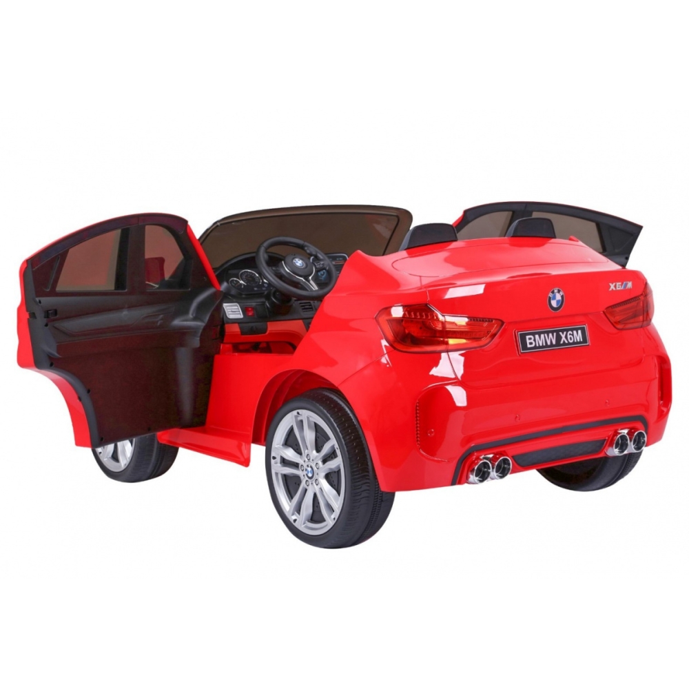 BMW X6M XXL dla 2 dzieci Czerwony + Pilot + Ekoskóra + Pasy + Wolny Start + MP3 USB + LED
