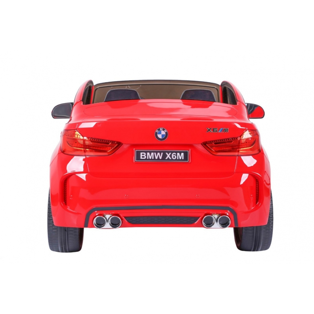 BMW X6M XXL dla 2 dzieci Czerwony + Pilot + Ekoskóra + Pasy + Wolny Start + MP3 USB + LED