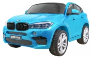 BMW X6M XXL dla 2 dzieci Lakier Niebieski + Pilot + Ekoskóra + Pasy + Wolny Start + MP3 + LED