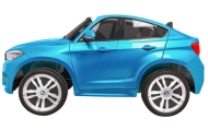 BMW X6M XXL dla 2 dzieci Lakier Niebieski + Pilot + Ekoskóra + Pasy + Wolny Start + MP3 + LED