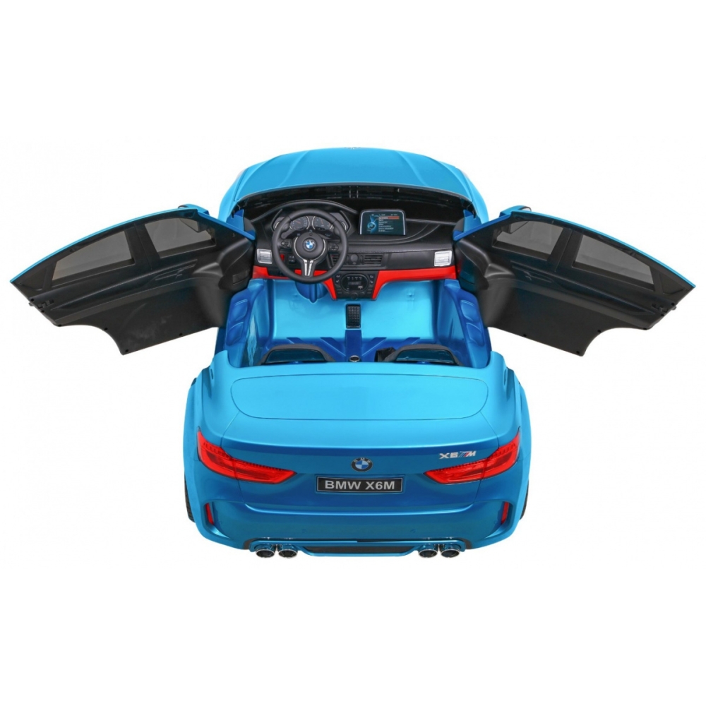 Dvivietis elektromobilis BMW X6M XXL, lakuotas mėlynas-Elektromobiliai vaikams, Visureigiai-e-vaikas