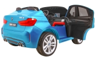 BMW X6M XXL dla 2 dzieci Lakier Niebieski + Pilot + Ekoskóra + Pasy + Wolny Start + MP3 + LED