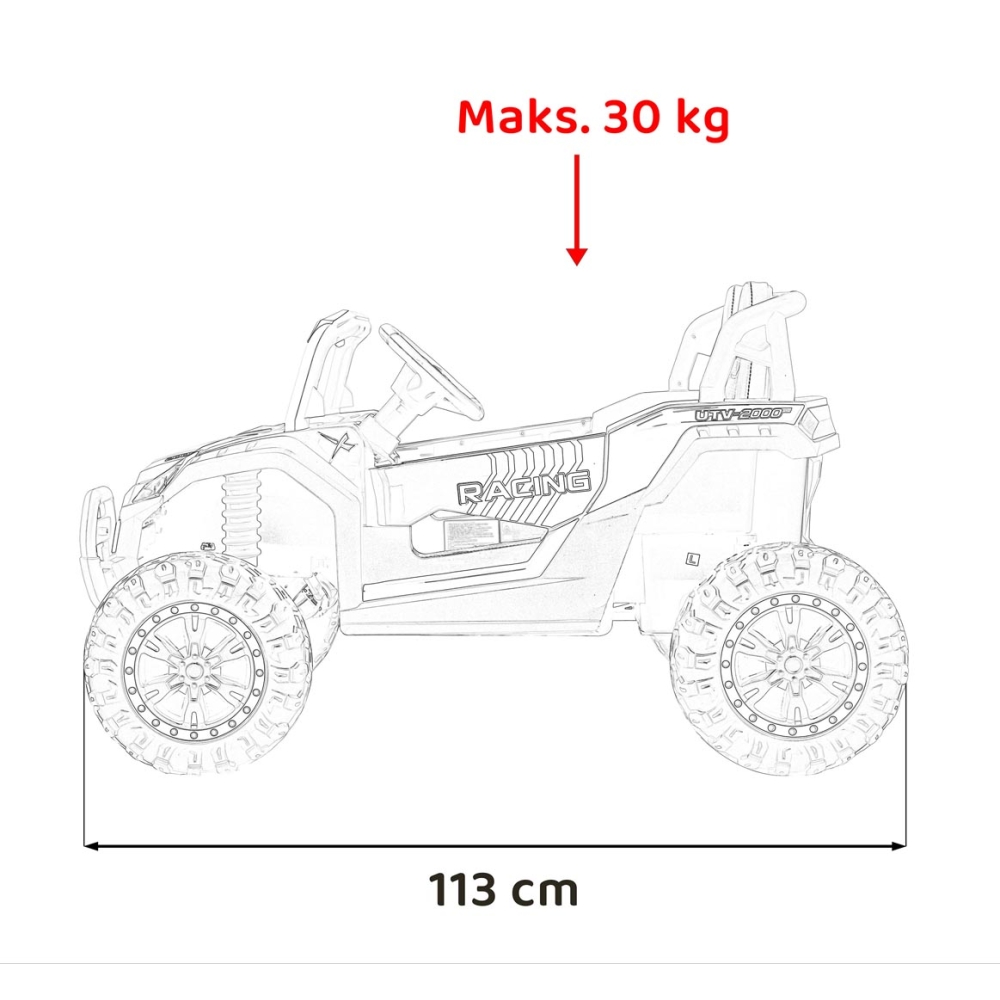 Elektrinis Buggy UTV 2000M Racing, White-Elektromobiliai vaikams, Keturračiai ir bagiai-e-vaikas