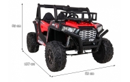 Buggy UTV Terenówka dla dzieci Czerwony + Pilot + Bagażnik + Wolny Start + EVA + MP3 LED