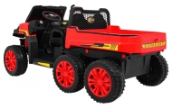 Dvivietis elektrinis Farmer Truck 4x4, Red-Elektromobiliai vaikams, Sunkvežimiai-e-vaikas