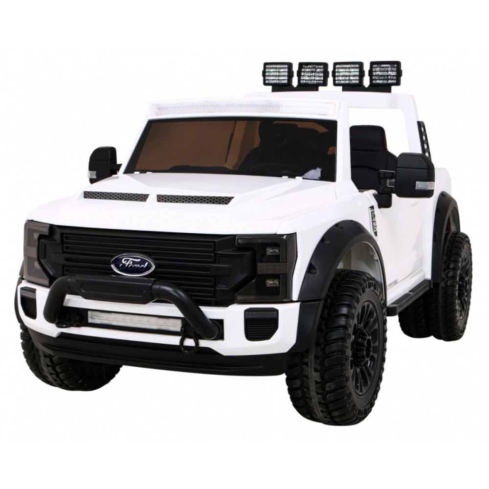 "Ford Super Duty" baltos spalvos pikapas-Elektromobiliai vaikams, Visureigiai-e-vaikas