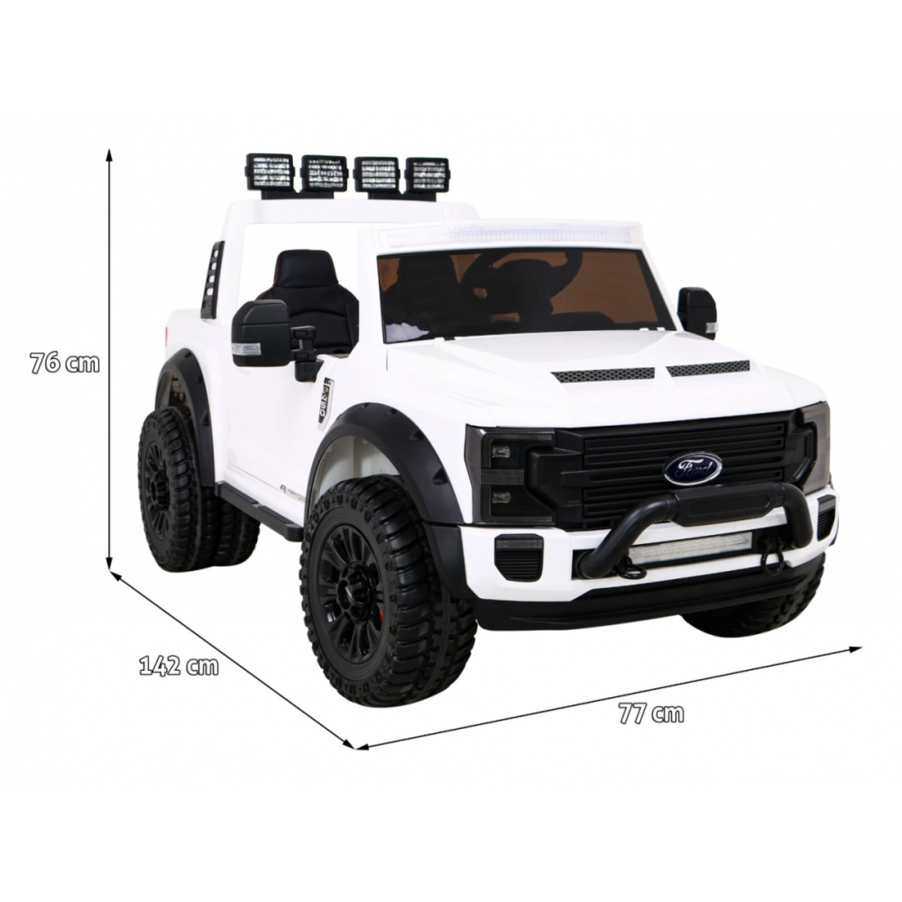 "Ford Super Duty" baltos spalvos pikapas-Elektromobiliai vaikams, Visureigiai-e-vaikas